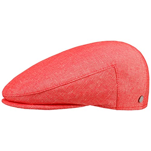 LIERYS Inglese Leinen Flatcap Herren - Flat Cap Made in Italy - Schiebermütze aus Leinen und Baumwolle - Sommermütze im Denim-Look - Mütze Frühjahr/Sommer rot 60 cm von LIERYS