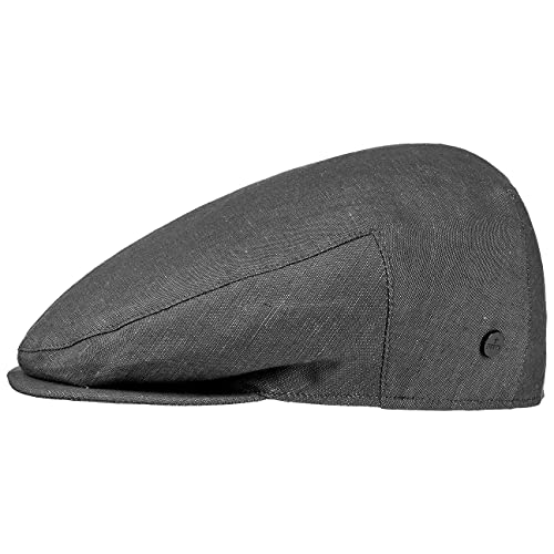 LIERYS Inglese Leinen Flatcap Herren - Flat Cap Made in Italy - Schiebermütze aus Leinen und Baumwolle - Sommermütze im Denim-Look - Mütze Frühjahr/Sommer schwarz 56 cm von LIERYS