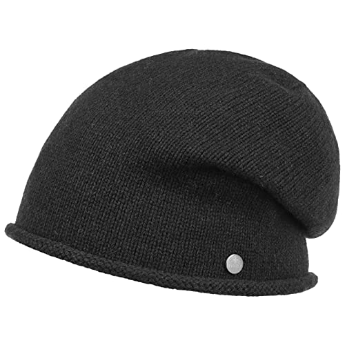 LIERYS Merino Kaschmir Beanie Oversize-Mütze Damen Herren Made in Germany Herbst Winter schwarz One Size von LIERYS