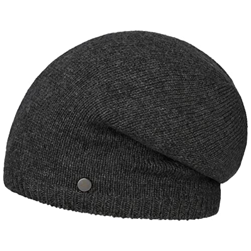 LIERYS Merino Kaschmir Long Beanie Damen/Herren - One Size (54-59 cm) - Mütze mit Merinowolle und Kaschmir - Strickmütze Made in Germany - Wollmütze Herbst/Winter anthrazit One Size von LIERYS