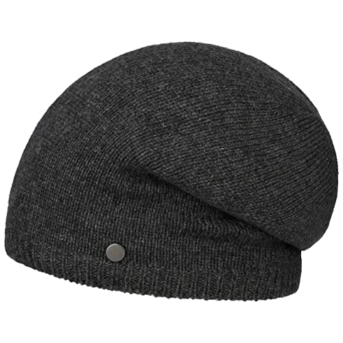 LIERYS Merino Kaschmir Long Beanie Damen Herren Mütze mit Merinowolle Kaschmir Strickmütze Made in Germany Herbst Winter anthrazit One Size von LIERYS