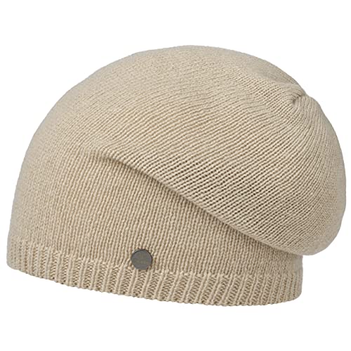 LIERYS Merino Kaschmir Long Beanie Damen/Herren - One Size (54-59 cm) - Mütze mit Merinowolle und Kaschmir - Strickmütze Made in Germany - Wollmütze Herbst/Winter beige One Size von LIERYS