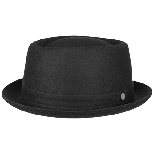 LIERYS Panno Wool Pork Pie Filzhut Damen/Herren - Temperaturregulierend - Hut Made in Italy - Wollfilzhut Herbst/Frühling - Fedora schwarz XL (60-61 cm) von LIERYS