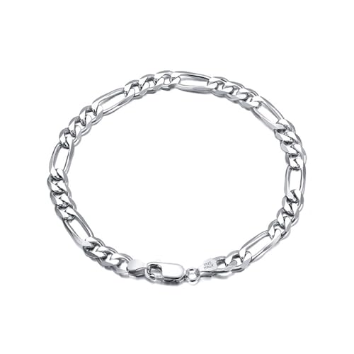 Lieson 925 Silber Armband Damen Herren, Armbänder Einfach 3.3MM Breite Figarokette Silber 19CM, Geburtstag Muttertag Weihnachten Geschenk für Mama Ehefrau Freundin von Lieson