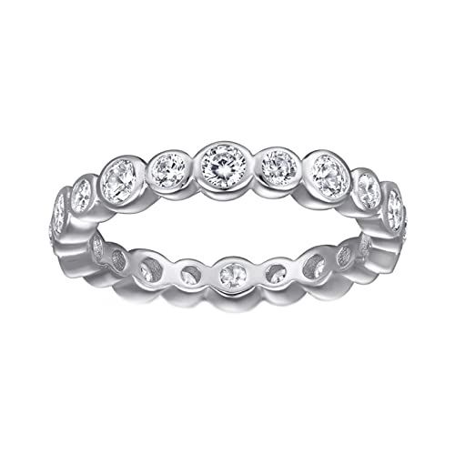 Lieson 925 Sterling Silber Ring Damen, Frauen Ring Verlobung Einfach Rundherum Rund 2.5 mm Zirkonia Hochzeit Ringe Silber Größe 62 (19.7) von Lieson