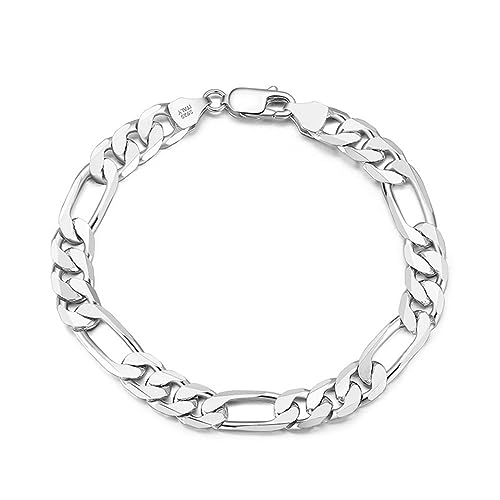 Lieson Armbänder Damen Herren Silber 925, Armband Einfach 6.5MM Breite Figarokette Silber 20CM, Geburtstag Muttertag Weihnachten Geschenk für Mama Ehefrau Freundin von Lieson