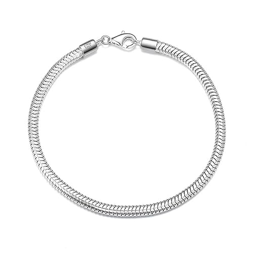 Lieson Armkette Silber 925 Damen, Armbänder Einfach 3MM Breite Rund Schlangenkette Silber 20CM, Geburtstag Muttertag Weihnachten Geschenk für Mama Ehefrau Freundin von Lieson