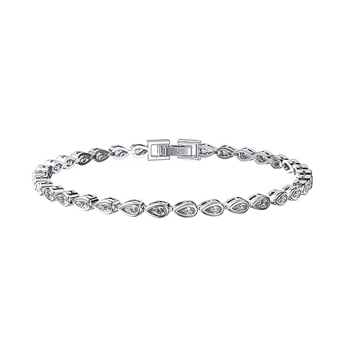 Lieson Armkette Silber 925 Damen, Armbänder Tropfen Kette aus Zirkonia Silber 18CM, Geburtstag Muttertag Weihnachten Geschenk für Mama Ehefrau Freundin von Lieson