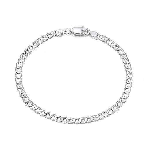 Lieson Damen Herren Armband Silber 925, Armbänder Einfach Punk 3MM Breite Panzerkette Silber 23CM, Geburtstag Muttertag Weihnachten Geschenk für Mama Ehefrau Freundin von Lieson