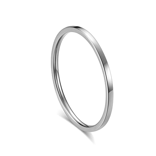 Lieson Damen Ring Edelstahl, Einfach Dünn 1MM Stapelring Verlobungsringe Freundschaftsringe Eheringe Hochzeitsringe Partnerringe für Damen Silber Gr.60 (19.1) von Lieson