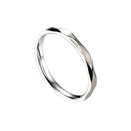 Lieson Damen Ring Edelstahl, Stapelring 2MM Dünn Welle Design Verlobungsringe Freundschaftsringe Eheringe Hochzeitsringe Partnerringe für Damen Silber Gr.47 (15.0) von Lieson