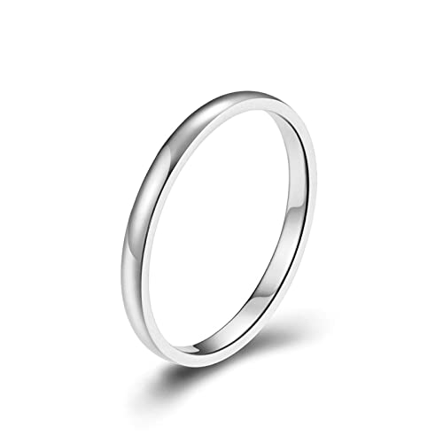 Lieson Damen Ringe Edelstahl Partnerringe, Einfach Dünn Stapelring 2MM Verlobungsringe Freundschaftsringe Eheringe Hochzeitsringe für Damen Silber Gr.47 (15.0) von Lieson