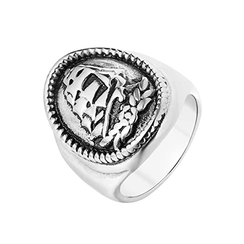 Lieson Edelstahl Herren Ringe Silber, Freundschaftsringe Ring für Herren Partner Gold Segelschiff Gothic Ringe Herren Gr.67 (21.3) von Lieson