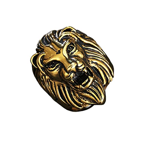 Lieson Edelstahl Männer Ringe Gold, Männer Ring Partnerringe Löwe Gothic Ringe Herren Gr.62 (19.7) von Lieson