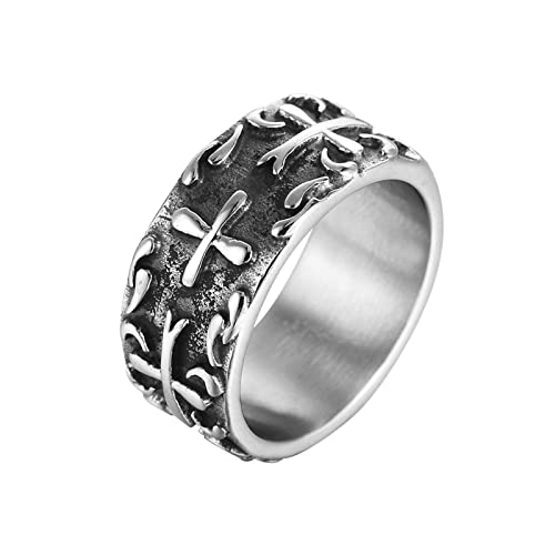 Lieson Edelstahl Männer Ringe Silber, Männer Ring Partnerringe Kreuz Gothic Ringe Herren Gr.65 (20.7) von Lieson