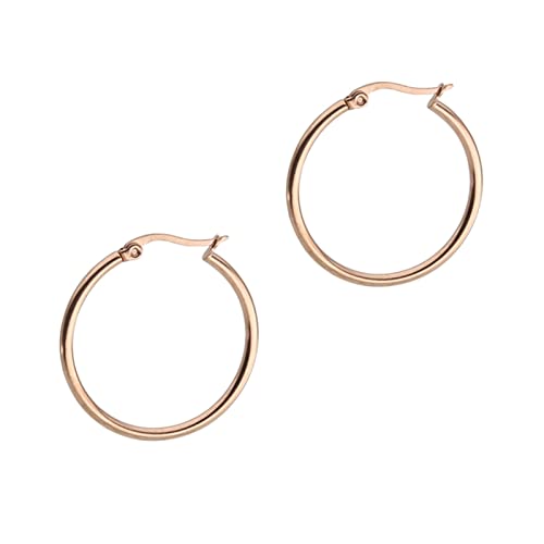 Lieson Edelstahl Ohrstecker Herren Damen, Creolen Damen Herren Rosegold Ohrstecker Einfach Rund 35MM von Lieson