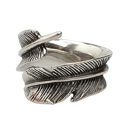 Lieson Edelstahlring Herren, Partnerringe Männer Ring Silber Feder Punk Ringe Herren Größe 60 (19.1) von Lieson