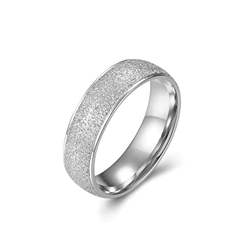 Lieson Ehering Damen Edelstahl, 6MM Matt Stapelring Verlobungsringe Freundschaftsringe Hochzeitsringe Partnerringe für Damen Silber Gr.52 (16.6) von Lieson