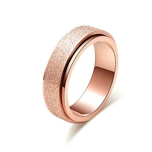 Lieson Ehering Damen Herren Edelstahl, 6MM Matt Drehbar Verlobungsringe Freundschaftsringe Hochzeitsringe Partnerringe für Herren Damen Rosegold Gr.57 (18.1) von Lieson