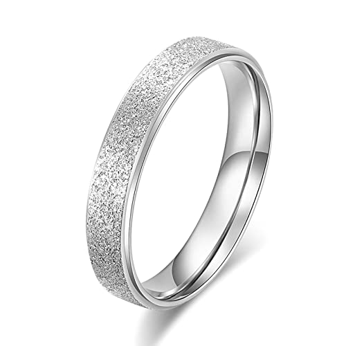 Lieson Ehering Edelstahl Damen, 4MM Matt Stapelring Verlobungsringe Freundschaftsringe Hochzeitsringe Partnerringe für Damen Silber Gr.52 (16.6) von Lieson