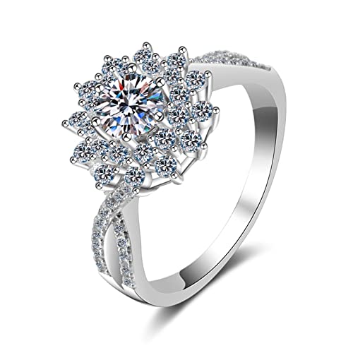 Lieson Ehering Frauen, Damen Ring Silber 925 Verdreht Blume mit Rund Moissanit 0.5ct Hochzeitsringe Silber Große 58 (18.5) von Lieson