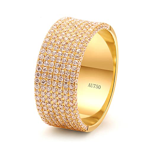 Lieson Ehering Herren, Herren Goldring 585 Echtgold 14K Breit Ring Reihen Rund Moissanit 1.7ct Hochzeitsringe Gelbgold Gr. 63 (20.1) von Lieson
