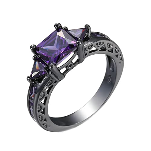 Lieson Eheringe Für Frauen, Vergoldeter Ring mit Stein Jahrgang Freundschaftsringe Frauen Quadrat Lila Zirkonia Ring Größe 65 (20.7) von Lieson