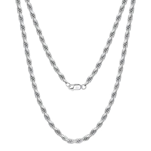 Lieson Frauen Männer Halskette Silber 925, Herren Damen Kette Panzerkette Einfach 1.7MM Breite Seilkette Silber 55CM, Geburtstag Muttertag Geschenk für Mama Ehefrau Freundin von Lieson