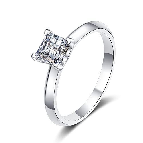 Lieson Frauen Ring Verlobung, Trauringe Damen Silber 925 Elegant Solitär Quadratisch Moissanit 2ct Hochzeit Ringe Silber Große 60 (19.1) von Lieson