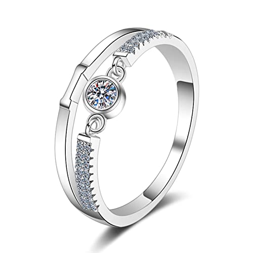 Lieson Freundschaftsringe Damen, Hochzeit Ring Silber 925 Hohl Design Rund Zirkonia Ehering Frauen Silber Große 51 (16.2) von Lieson