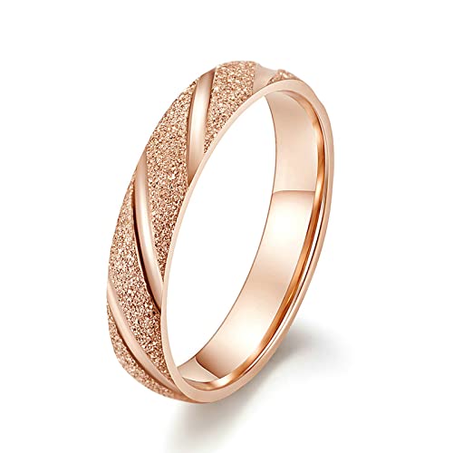 Lieson Freundschaftsringe Edelstahl Partnerringe, 4MM Matt Linie Verlobungsringe Eheringe Hochzeitsringe für Herren Damen Rosegold Größe 52 (16.6) von Lieson