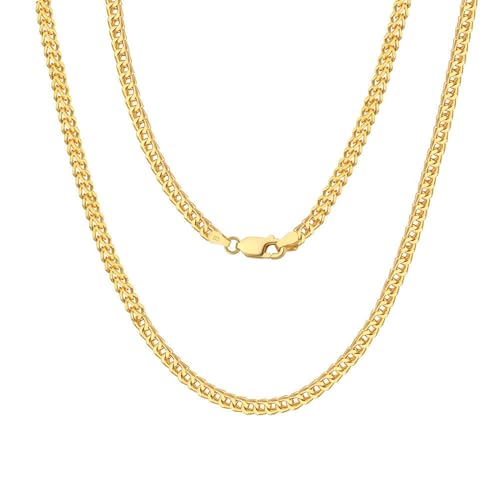 Lieson Halsketten für Männer Frauen Silber 925, Kette Herren Damen Panzerkette Einfach 2.5MM Breite Franco Kette Gold 50CM, Geburtstag Muttertag Geschenk für Mama Ehefrau Freundin von Lieson