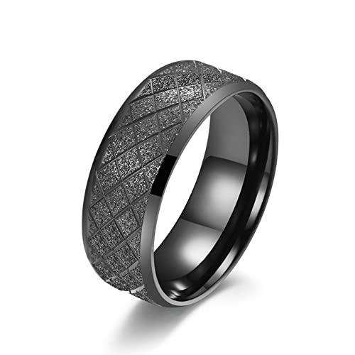 Lieson Herren Ring Verlobung Edelstahl, 8MM Matt Rauten Streifen Freundschaftsringe Eheringe Hochzeitsringe Partnerringe für Herren Schwarz Gr.60 (19.1) von Lieson