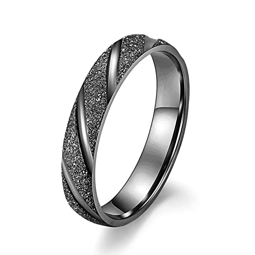 Lieson Hochzeitsringe Damen Herren Edelstahl, 4MM Matt Linie Verlobungsringe Freundschaftsringe Eheringe Partnerringe für Herren Damen Schwarz Größe 62 (19.7) von Lieson