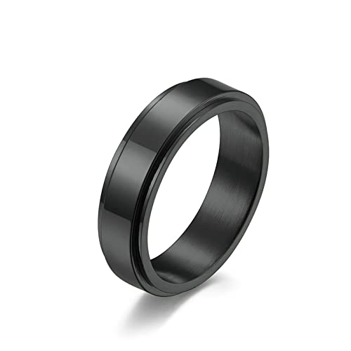 Lieson Hochzeitsringe Edelstahl Partnerringe, Einfach Poliert 6MM Drehbar Verlobungsringe Freundschaftsringe Eheringe für Herren Damen Schwarz Gr.57 (18.1) von Lieson