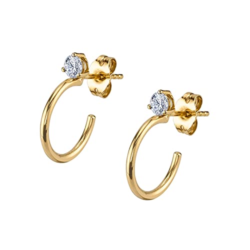 Lieson Mädchen Creolen Klein, Ohrringe Damen Silber 925 C Form mit Zirkonia Knorpel Braut Ohrringe Gold von Lieson