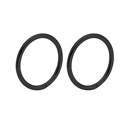 Lieson Männer Ohrstecker Edelstahl, Creolen Ohrringe Schwarz Ohrringe 1 Paar 1.2MM Breit Rund Einfach 16 MM von Lieson