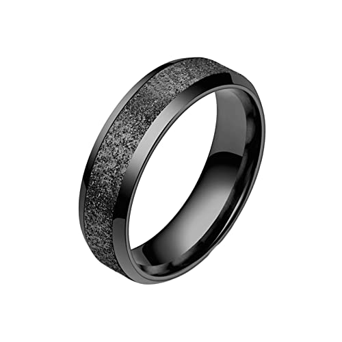 Lieson Männer Ringe Edelstahl Partnerringe, Matt 6MM Verlobungsringe Freundschaftsringe Eheringe Hochzeitsringe für Herren Schwarz Gr.54 (17.2) von Lieson