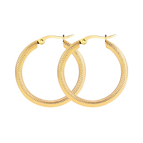 Lieson Ohrringe Creolen Titan, Creolen Ohrringe Gold Ohrringe Rund Schlange Muster 40MM von Lieson