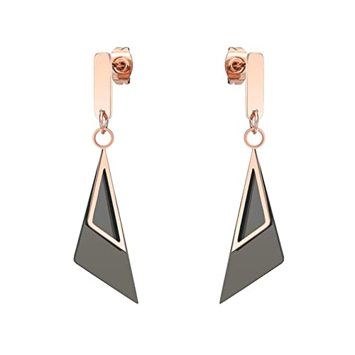 Lieson Ohrringe Frauen Titan, Hänge Ohrringe Rosegold Schwarz Ohrstecker Dreieck von Lieson