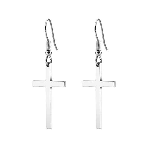 Lieson Ohrringe Frauen Titan, Ohrhänger Damen Herren Silber Ohrstecker Kreuz von Lieson