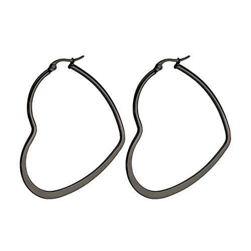 Lieson Ohrringe Kreis Edelstahl, Ohrringe Creolen Schwarz Ohrringe Hohl Herz 40MM von Lieson