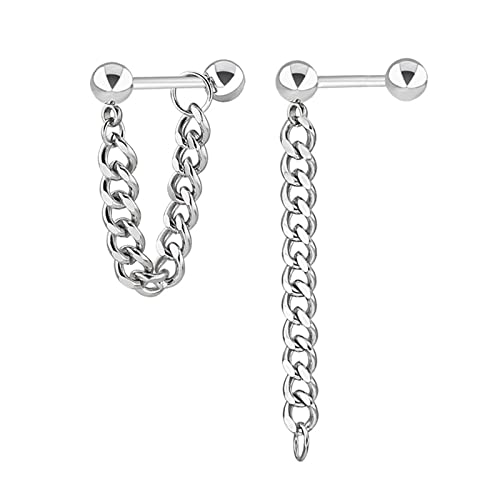 Lieson Ohrringe Set Titan, Ohrringe Männer Silber Ohrstecker Kette von Lieson