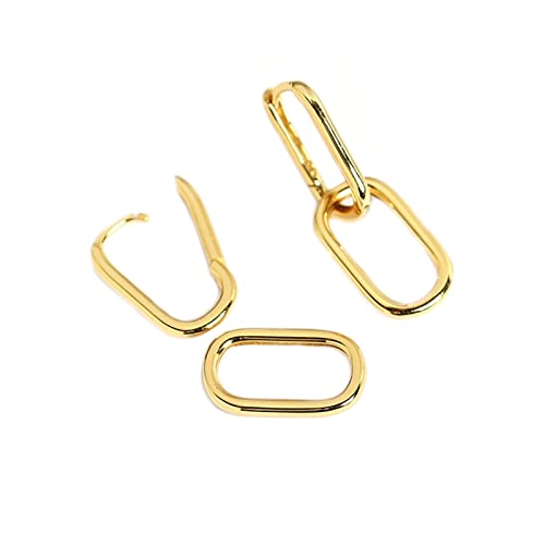 Lieson Ohrringe für Damen, Creolen Silber 925 Poliert Doppelt Oval Ohrhänger Damen Gold von Lieson