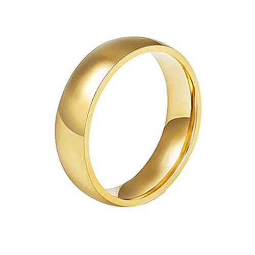 Lieson Partnerringe Edelstahl Gold, Verlobungsringe Damen Herren Klassisch Poliert 6MM Ring Mit Gravur Personalisiert Gr.54 (17.2) von Lieson