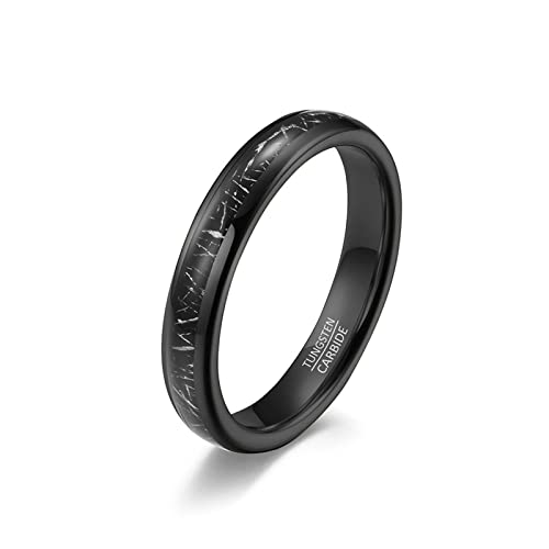 Lieson Ringe Herren Damen Wolfram, Poliert 4MM Metallfolie Verlobungsringe Freundschaftsringe Eheringe Hochzeitsringe Partnerringe für Herren Damen Schwarz Größe 65 (20.7) von Lieson