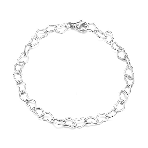 Lieson Silber Armband Damen 925, Armbänder 5MM Breite Hohl Herz Silber 18CM, Geburtstag Muttertag Weihnachten Geschenk für Mama Ehefrau Freundin von Lieson