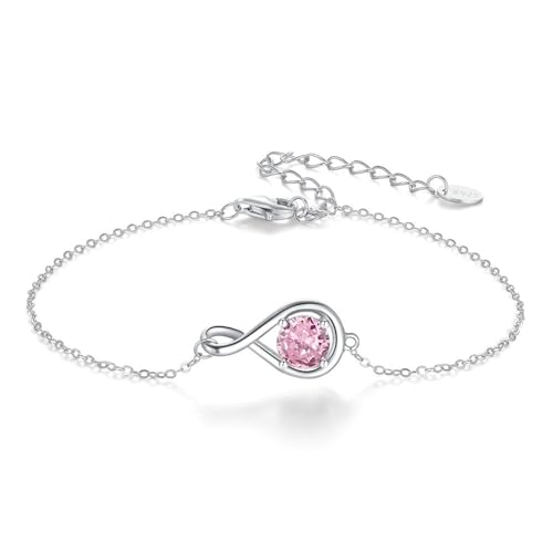 Lieson Silber Armband Damen 925, Armbänder Geburtsstein Oktober Unendlichkeit mit Rosa Zirkonia Silber Verstellbare 16.5CM, Geburtstag Muttertag Geschenk für Mama Ehefrau Freundin Lieson Silber Armband Damen 925, Armbänder Geburtsstein Oktober Unendlichkeit mit Rosa Zirkonia Silber Verstellbare 16.5CM, Geburtstag Muttertag Geschenk für Mama Ehefrau Freundin von Lieson