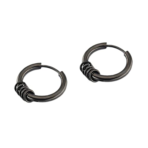 Lieson Titan Creolen, Creolen Damen Herren Schwarz Ohrstecker 14 MM Rund Mit Kreisn von Lieson