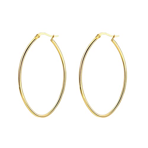 Lieson Titan Ohrringe Creolen, Damen Ohrringe Creolen Gold Ohrringe Elegante Rund 50MM von Lieson